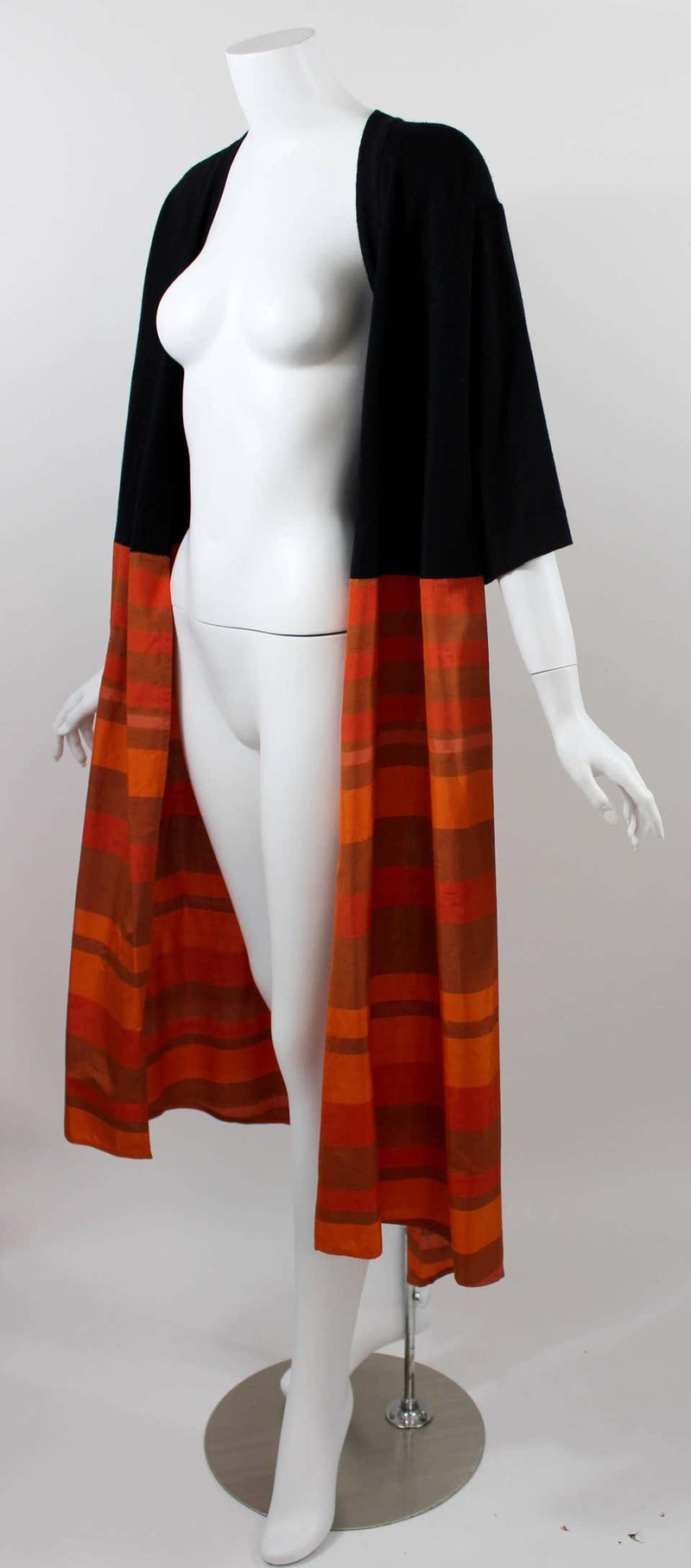 Vintage Gianfranco Ferré Black Wool & Orange Stripe Silk Sweater & Shawl