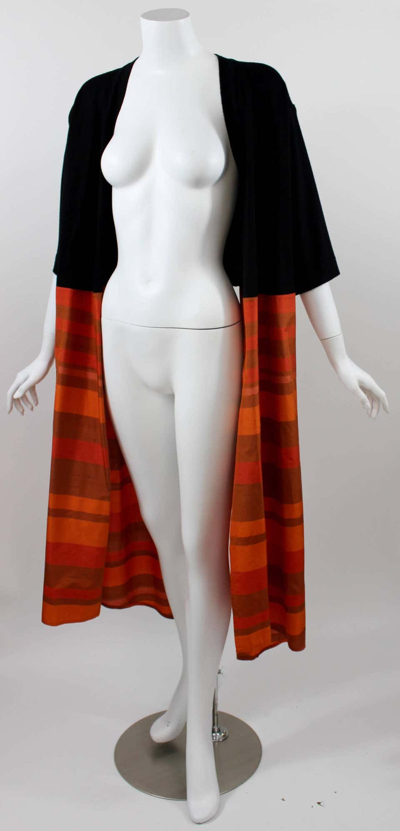 Vintage Gianfranco Ferré Black Wool & Orange Stripe Silk Sweater & Shawl