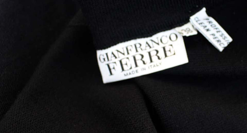 Vintage Gianfranco Ferré Black Wool & Orange Stripe Silk Sweater & Shawl