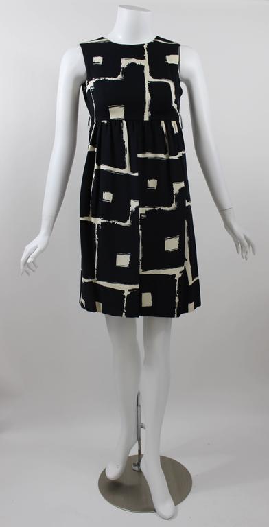 Galanos Mod Black and White Print Dress, 1960s