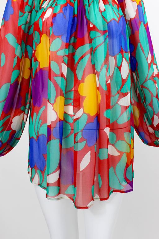 1979 Yves Saint Laurent Silk Floral Print Blouse Documented YSL