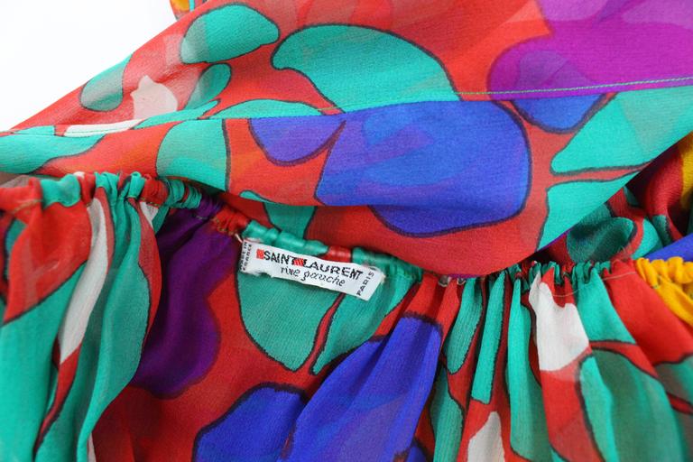 1979 Yves Saint Laurent Silk Floral Print Blouse Documented YSL