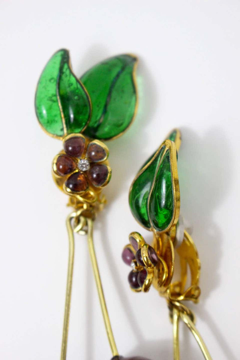 Vintage Chanel Gripoix Cherry Earrings