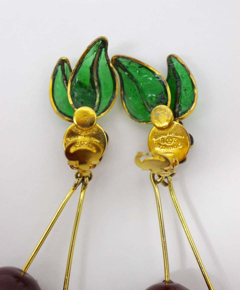 Vintage Chanel Gripoix Cherry Earrings