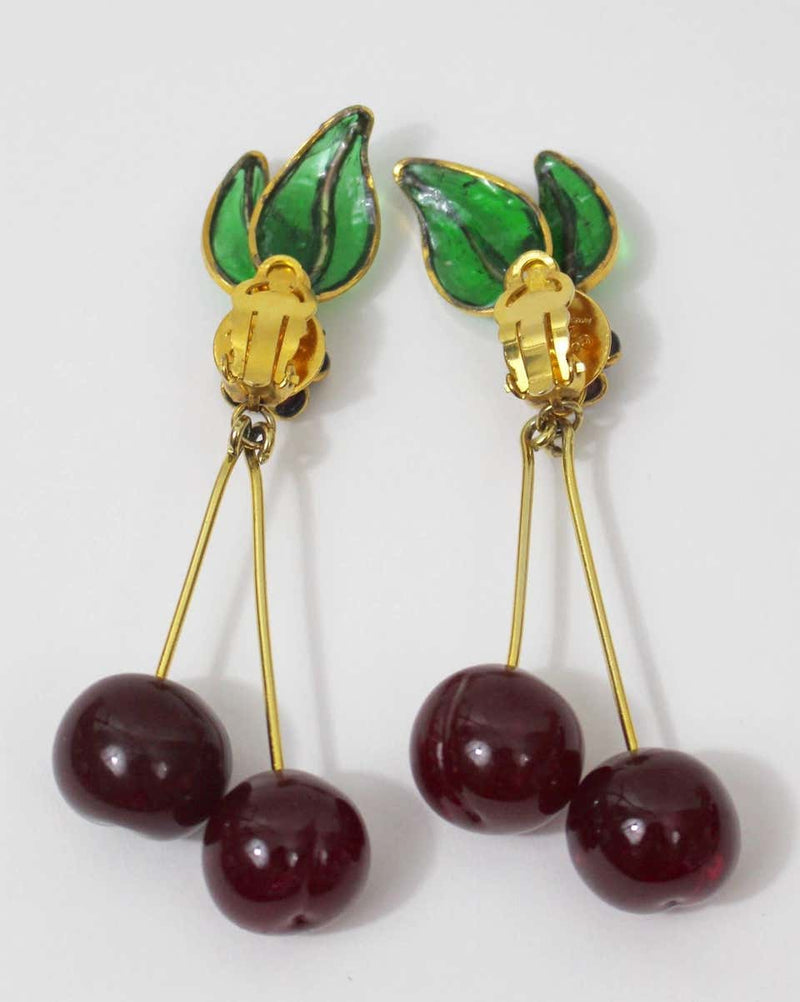 Vintage Chanel Gripoix Cherry Earrings