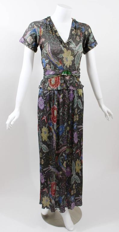 1970s Missoni Metallic Knit Floral & Bird Print Ensemble Rare Documented