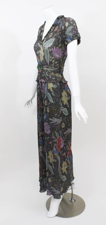 1970s Missoni Metallic Knit Floral & Bird Print Ensemble Rare Documented