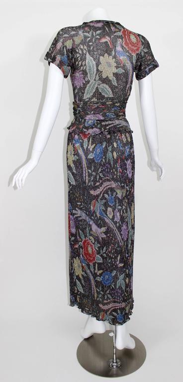 1970s Missoni Metallic Knit Floral & Bird Print Ensemble Rare Documented