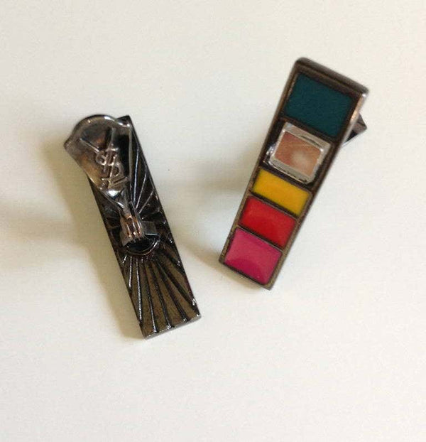 Vintage YSL Mondrian Color Block Earrings Yves Saint Laurent