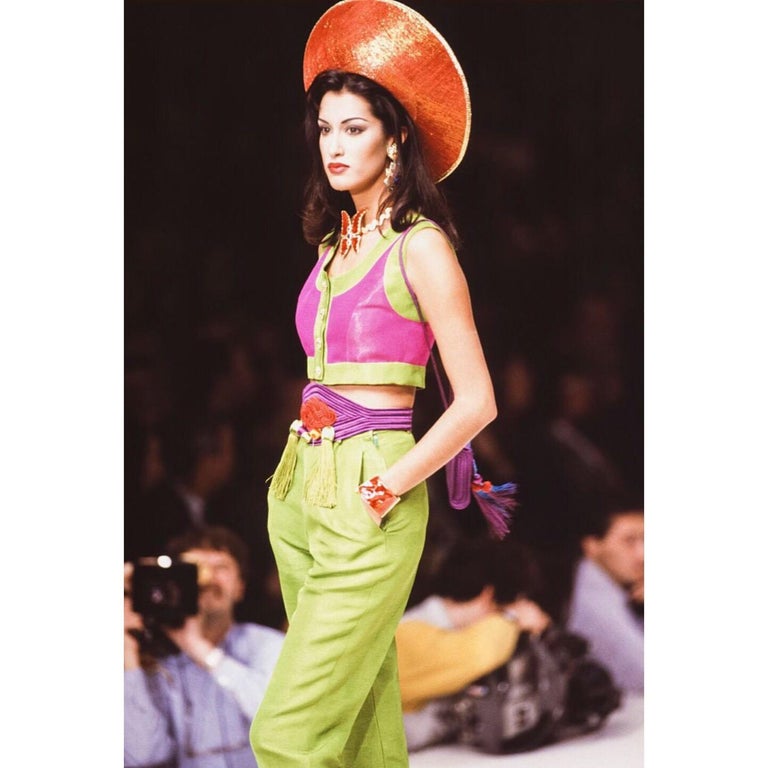 Yves Saint Laurent YSL Pink Passementerie Yellow Tassel Shoulder Bag ,1990s