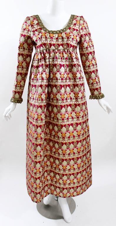 A 1960s Nan Duskin Couture Metallic Brocade Empire Waist Dress A 1960s Nan Duskin Couture Metallic Brocade Empire Waist Dress