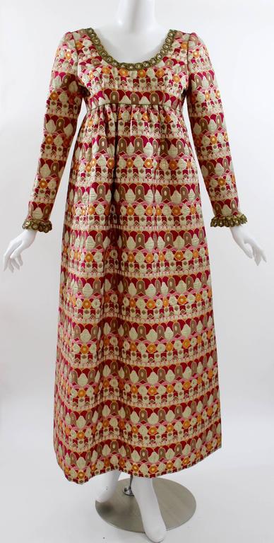A 1960s Nan Duskin Couture Metallic Brocade Empire Waist Dress