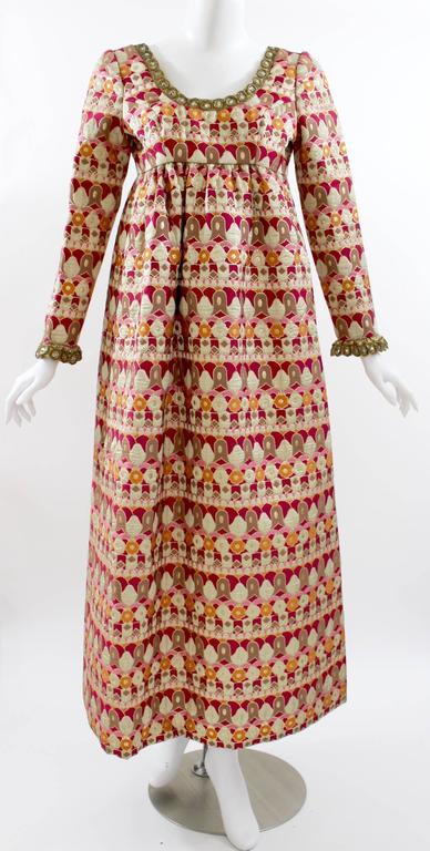A 1960s Nan Duskin Couture Metallic Brocade Empire Waist Dress