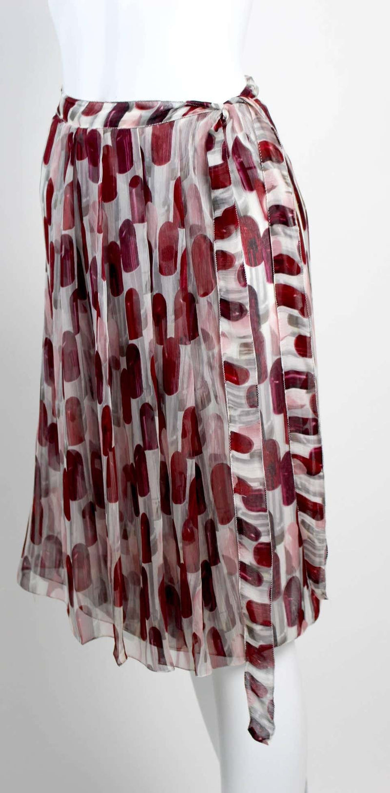 Prada Lipstick Print Silk Wrap Skirt Spring 2000 Runway