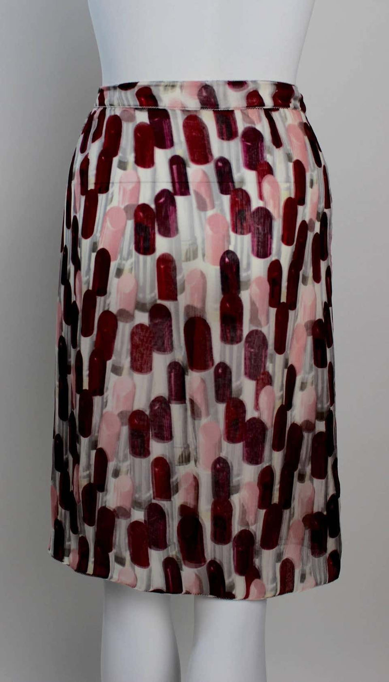 Prada Lipstick Print Silk Wrap Skirt Spring 2000 Runway