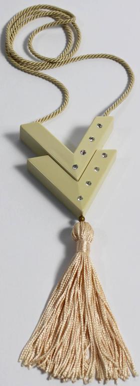 Valentino Vintage Perfume Pendant Pink Tassel Necklace