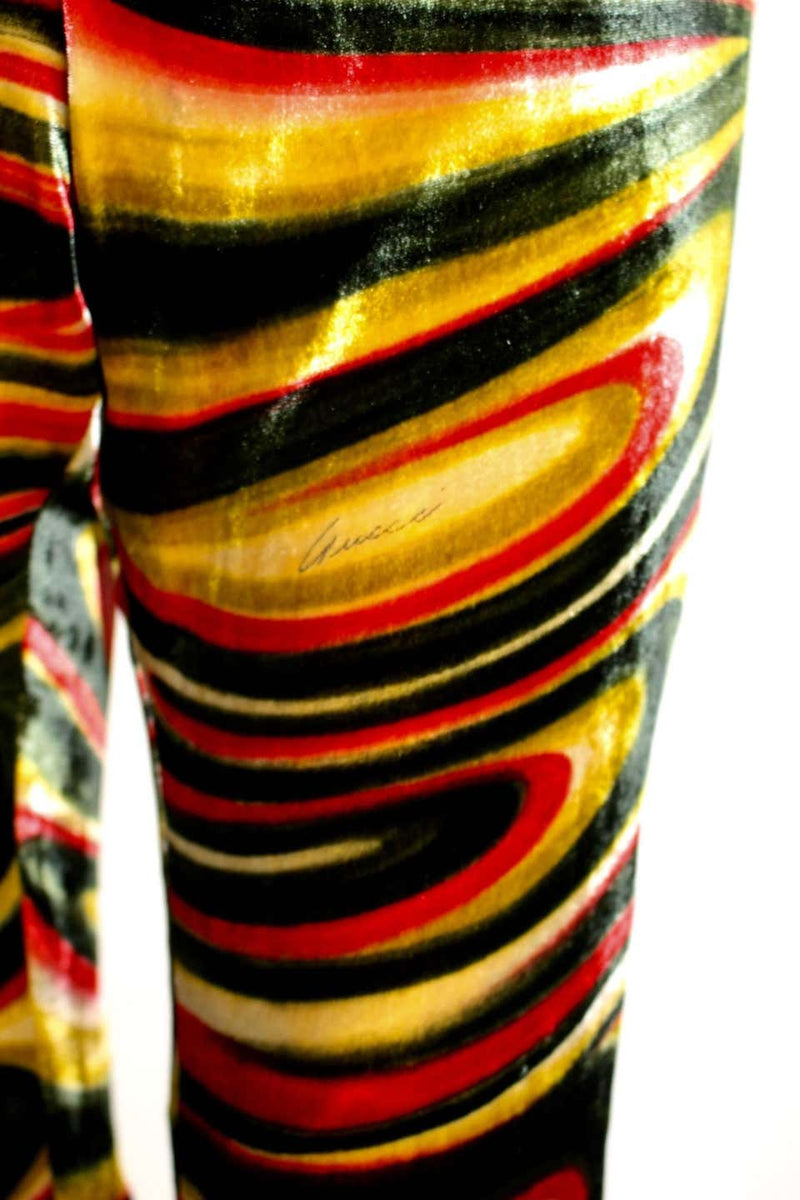 1990s Gucci by Tom Ford Runway Psychedelic Swirl Silk Velvet Pants Documented