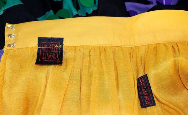 1980s Michaele Vollbrach Colorful Cotton Layered Gypsy Pheasant Skirt