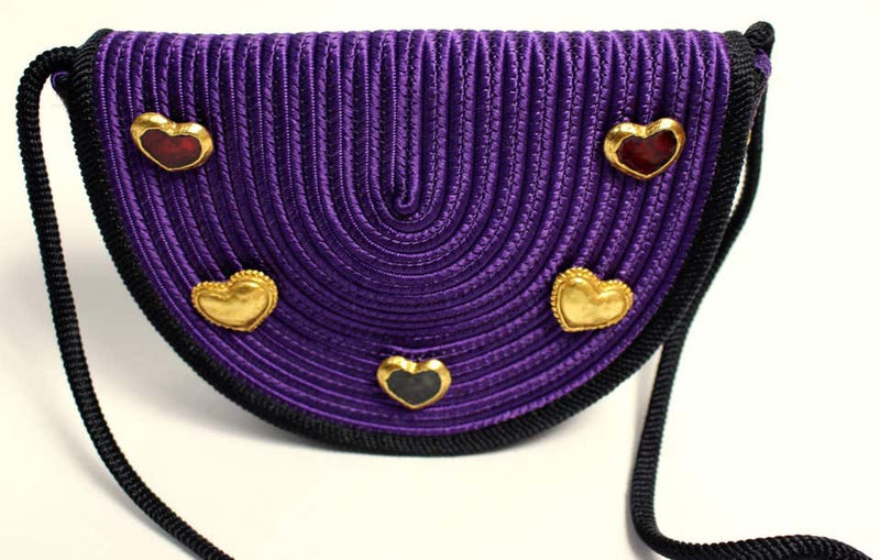 Vinatage Yves Saint Laurent Purple Passementerie Gripoix Hearts Tassel Purse
