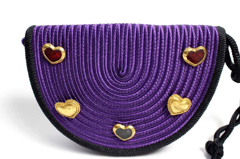 Vinatage Yves Saint Laurent Purple Passementerie Gripoix Hearts Tassel Purse