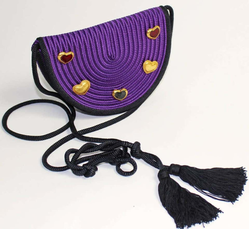 Vinatage Yves Saint Laurent Purple Passementerie Gripoix Hearts Tassel Purse