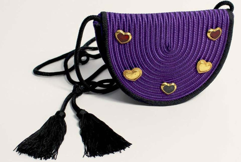 Vinatage Yves Saint Laurent Purple Passementerie Gripoix Hearts Tassel Purse
