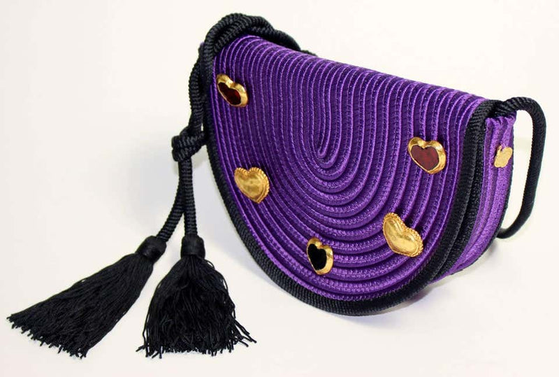 Vinatage Yves Saint Laurent Purple Passementerie Gripoix Hearts Tassel Purse