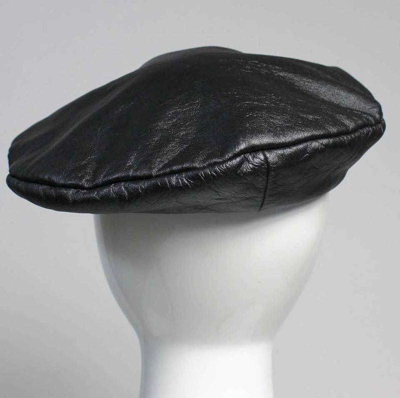 Vintage Yves Saint Laurent Black Leather Beret Hat