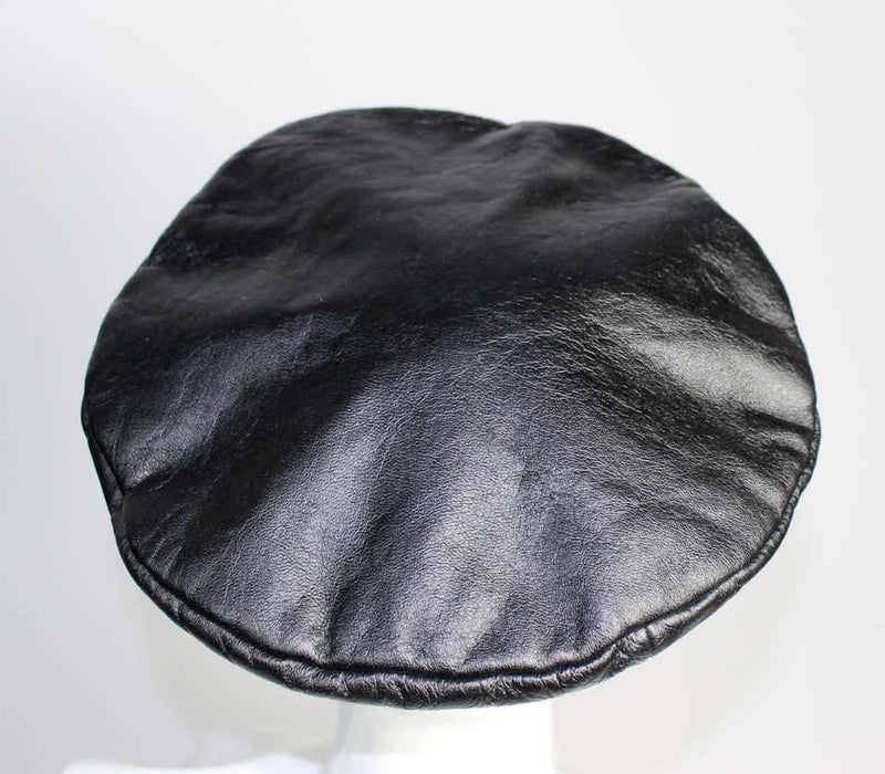 Vintage Yves Saint Laurent Black Leather Beret Hat