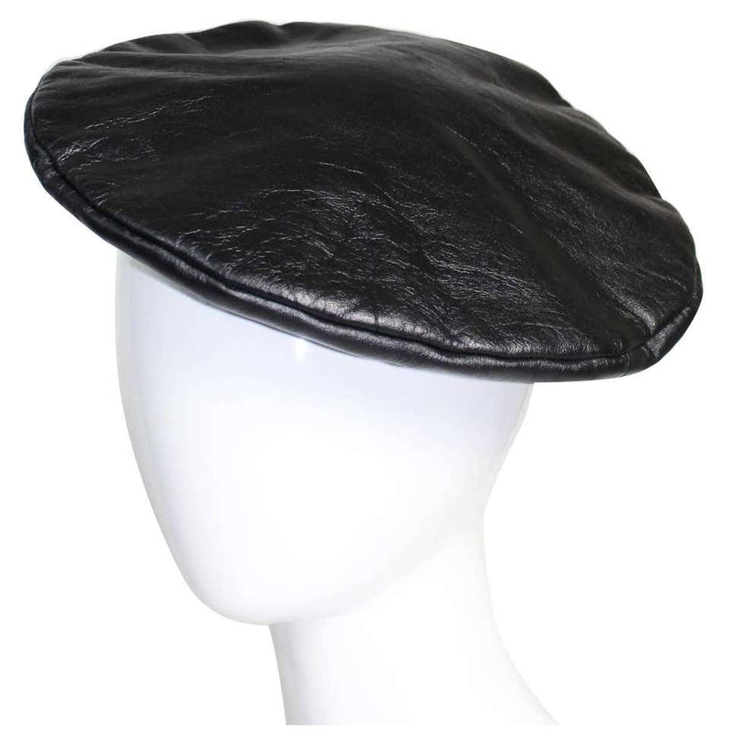 Vintage Yves Saint Laurent Black Leather Beret Hat