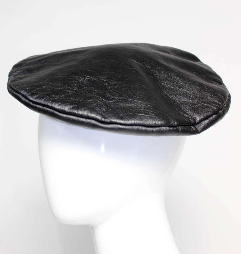 Vintage Yves Saint Laurent Black Leather Beret Hat