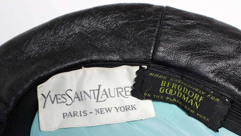 Vintage Yves Saint Laurent Black Leather Beret Hat