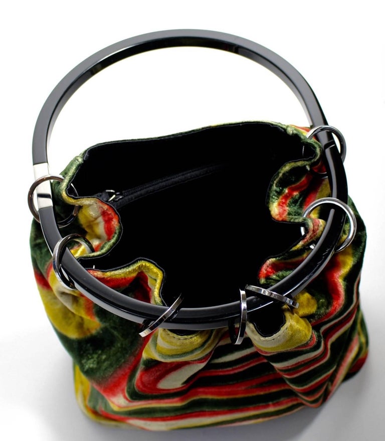 Gucci by Tom Ford  Runway Psychedelic Swirl Silk Velvet Hoop Bucket Bag, 1990s