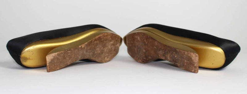 1950s Herbert Levine Museum Held Black and Gold Kabuki Shoes Rare