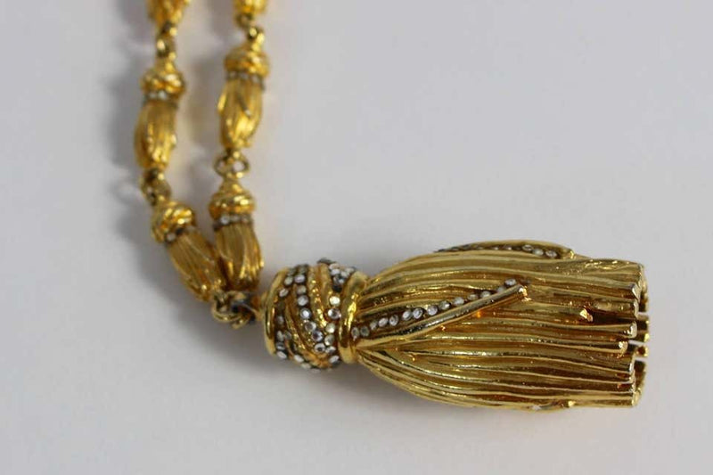 Magnificent Vintage Judith Leiber Gold Tassel Necklace Unsigned