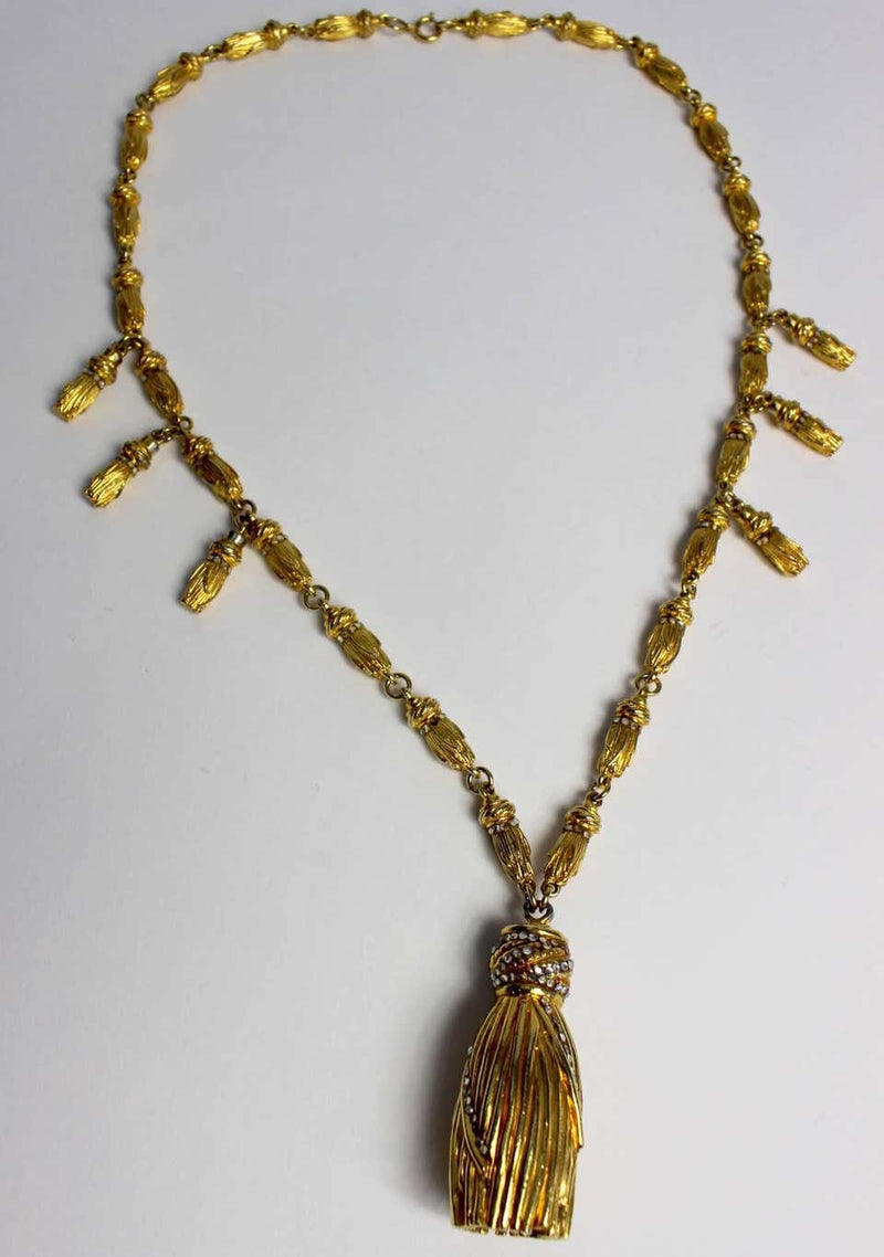 Magnificent Vintage Judith Leiber Gold Tassel Necklace Unsigned