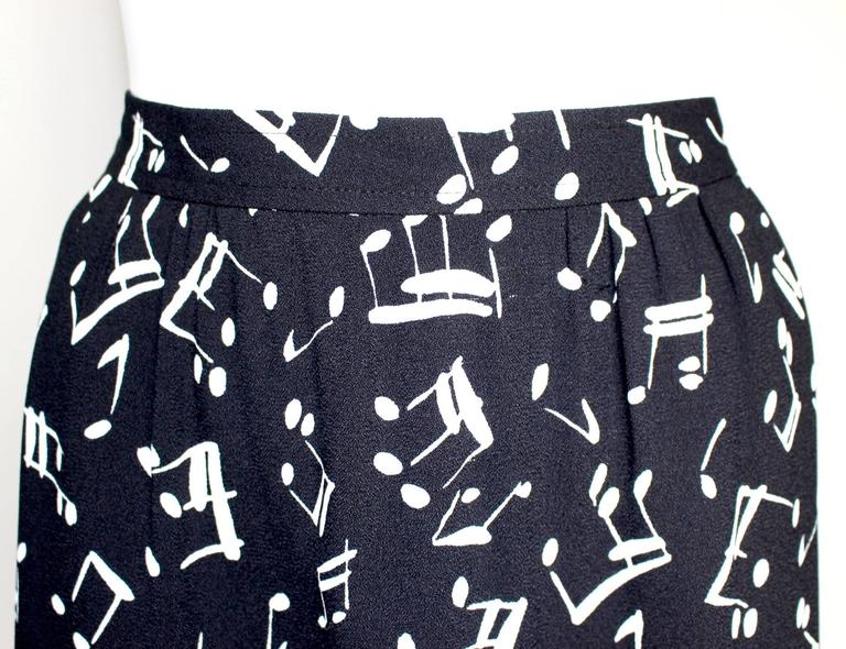 Yves Saint Laurent Documented Crepe Musical Note Print Skirt, 1982