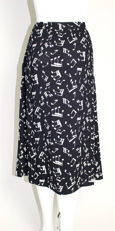 Yves Saint Laurent Documented Crepe Musical Note Print Skirt, 1982