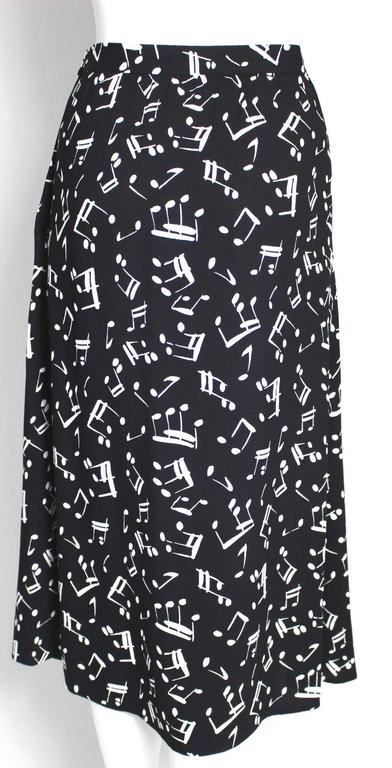Yves Saint Laurent Documented Crepe Musical Note Print Skirt, 1982