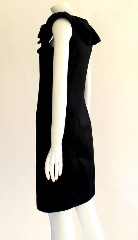 Vintage Yves Saint Laurent Heart Buttons Ruffled Collar Sleeveless Shift Dress