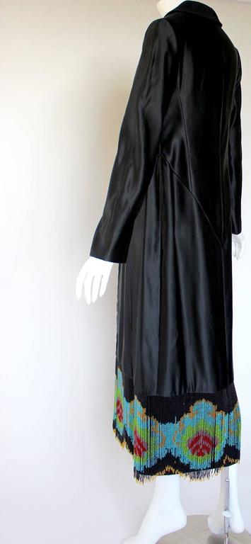 Custom Couture Black Silk Evening Dress Coat with Antique French Beaded Trim