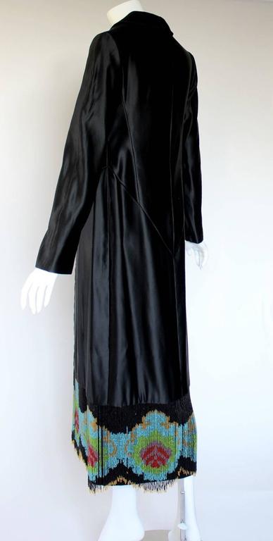 Custom Couture Black Silk Evening Dress Coat with Antique French Beaded Trim