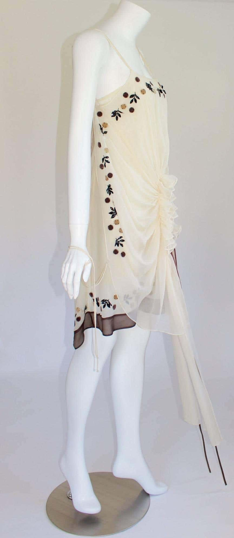 Marni Limited Edition Ivory Silk Floral Applique Ribbon Trim Dress