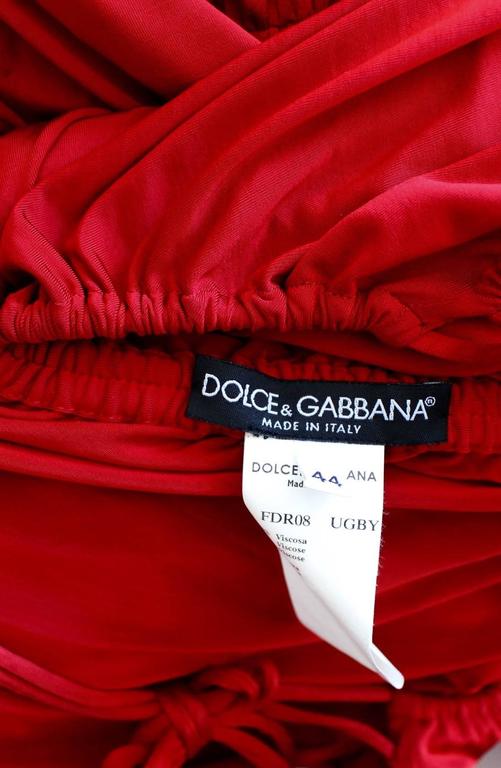 2003 S/S Dolce & Gabbana Runway Ad Campaign Red Mini Dress Ruched Arm Bands