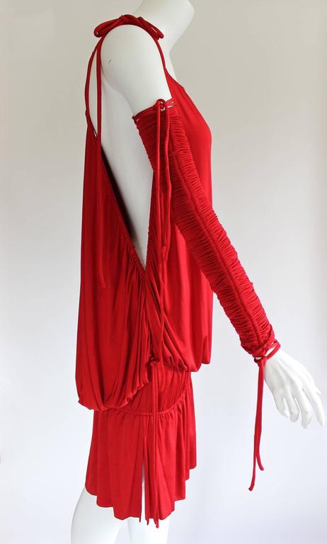 2003 S/S Dolce & Gabbana Runway Ad Campaign Red Mini Dress Ruched Arm Bands