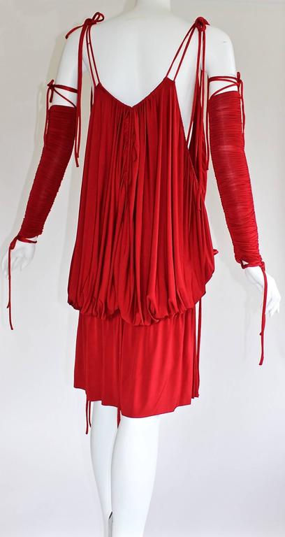 2003 S/S Dolce & Gabbana Runway Ad Campaign Red Mini Dress Ruched Arm Bands