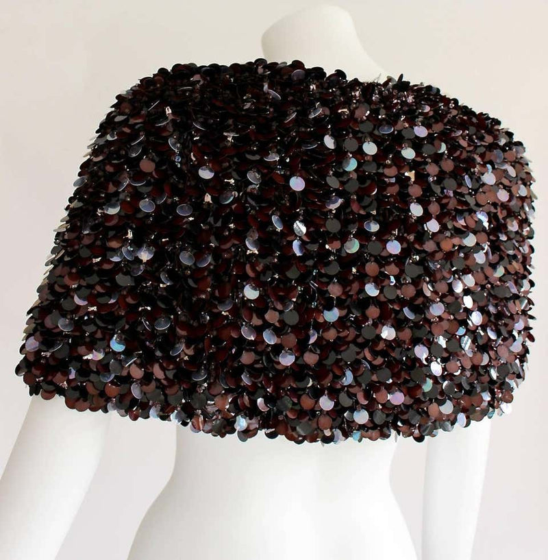 Marni Paillette Sequin Beads and Jeweled Capelet Shrug Top