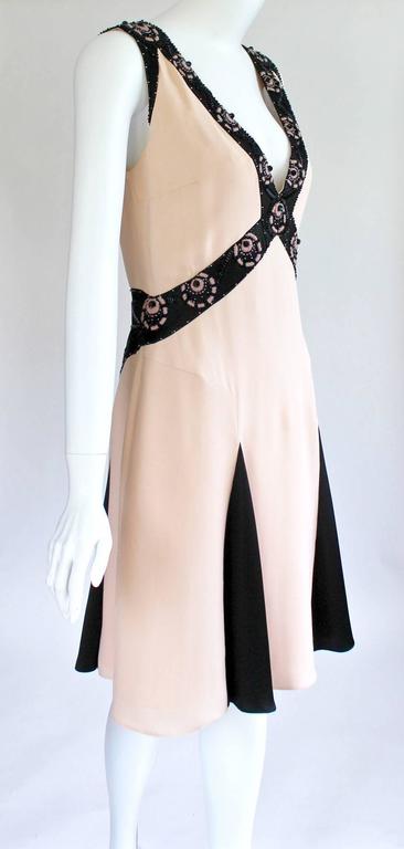Temperley London Signature Pale Pink and Black Dress Beading and Appliqué