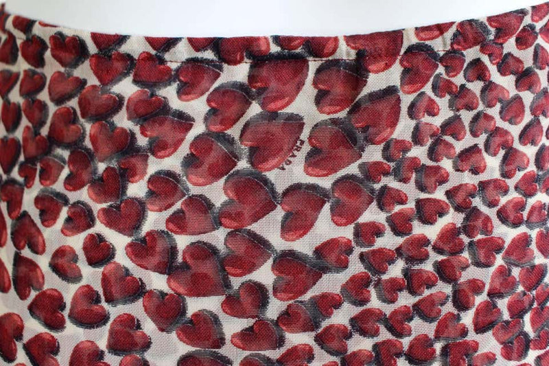 S/S 2000 Iconic Prada Heart Print Silk Skirt Rare and Collectable