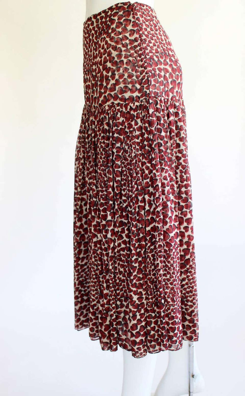 S/S 2000 Iconic Prada Heart Print Silk Skirt Rare and Collectable